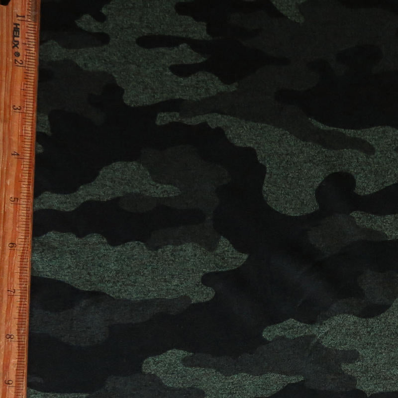 Poly Lycra Jersey Knit Fabric Evergreen Camo Marl Dry-Flex Ubersoft