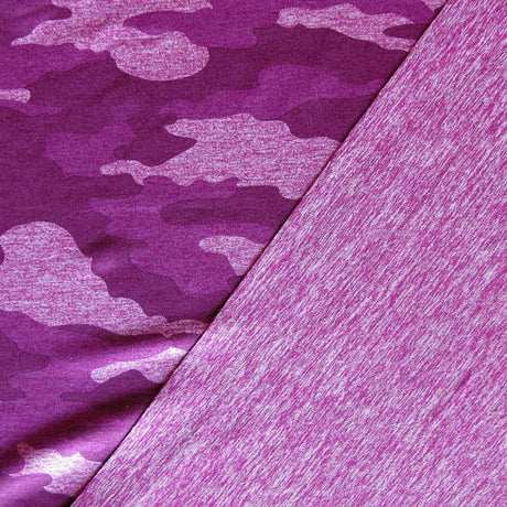 Poly Lycra Jersey Knit Fabric Fuchsia Camo Marl Dry-Flex Ubersoft