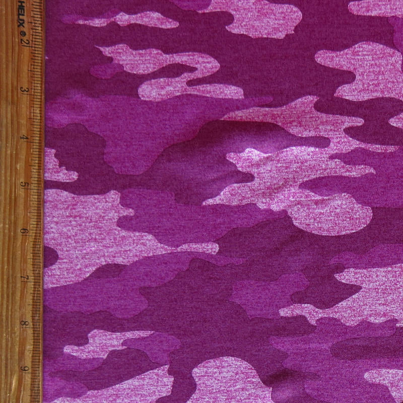 Poly Lycra Jersey Knit Fabric Fuchsia Camo Marl Dry-Flex Ubersoft