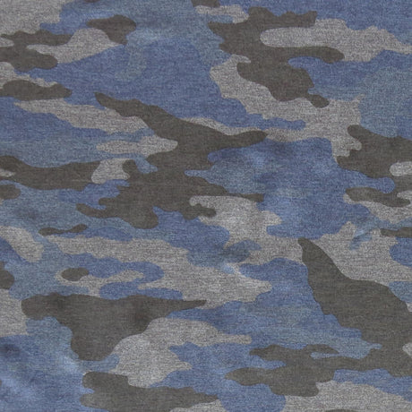 Poly Lycra Jersey Knit Fabric Blue Grey Camo Marl Dry-Flex Ubersoft