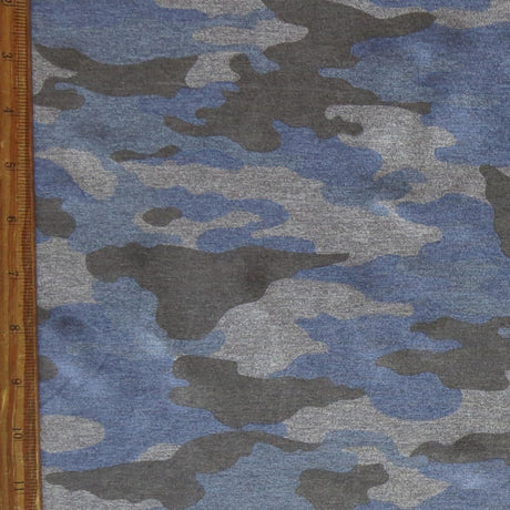 Poly Lycra Jersey Knit Fabric Blue Grey Camo Marl Dry-Flex Ubersoft