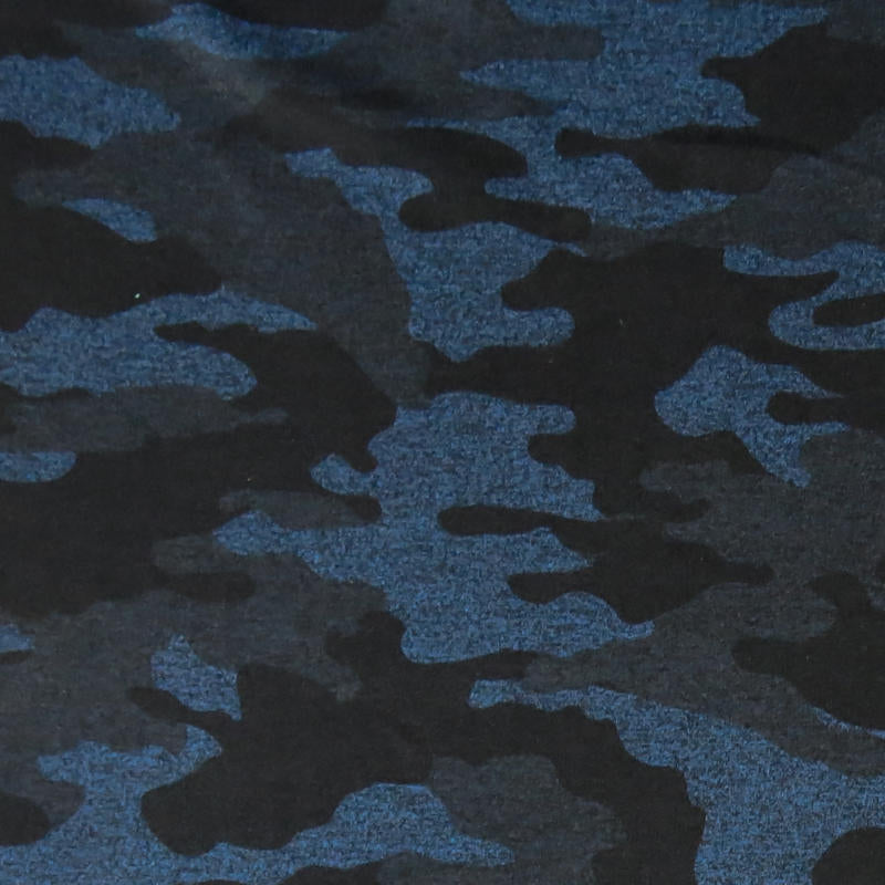 Poly Lycra Jersey Knit Fabric Sapphire Black Camo Marl Dry-Flex Ubersoft