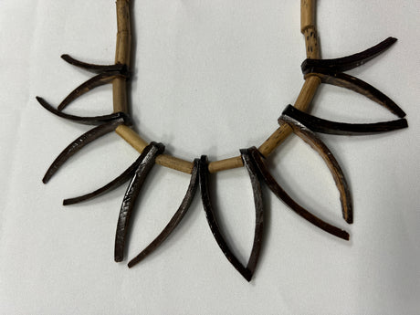Brown Ula Nifo Necklace - Brown Polynesian Design, Spikes Facing Upwards, Spikes Facing To The Sides (1 Piece)