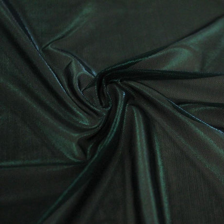 Ultrasheen Foiled Power Mesh Polyester Fabric - 4-Way Stretch Foil Finish, 56" Width (1 Yard)