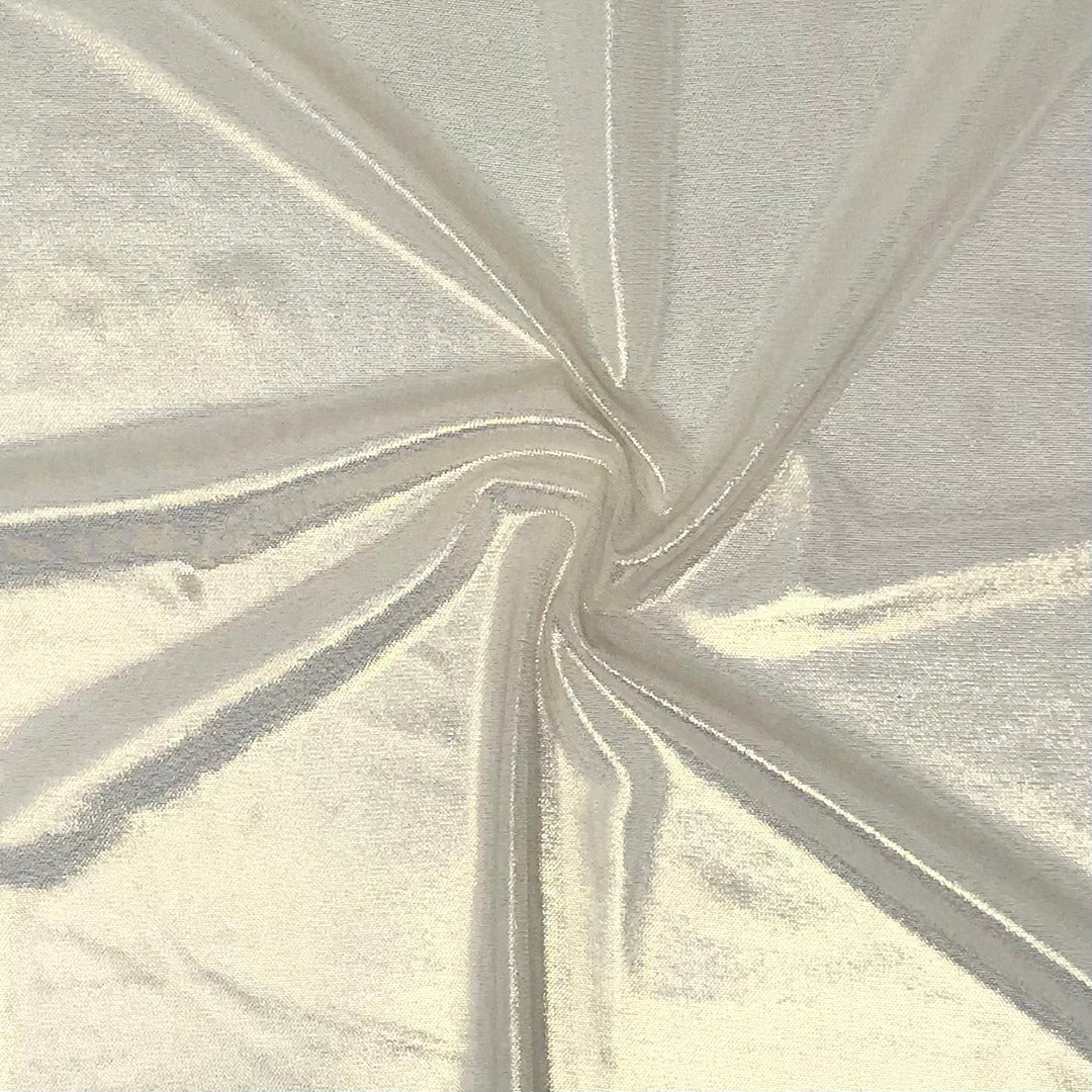 Ultrasheen Foiled Power Mesh Polyester Fabric - All-Over Foil, 4-Way Stretch, 56" Width (1 Yard)