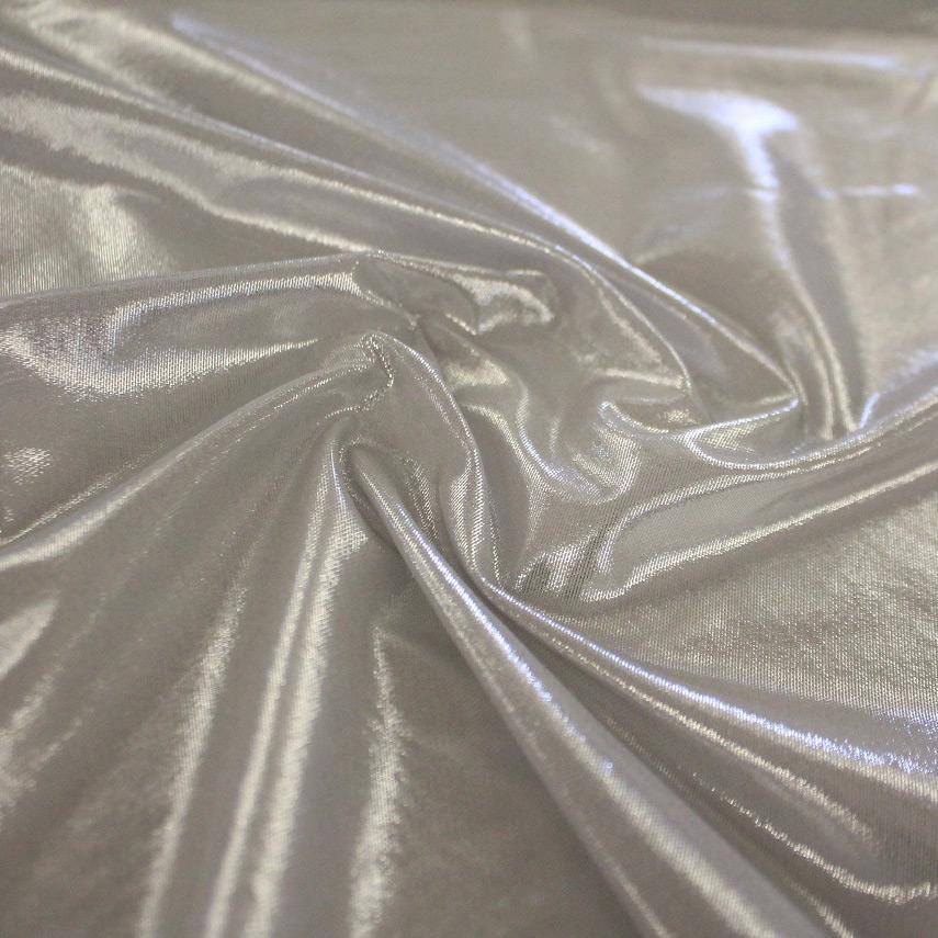 Ultrasheen Foiled Power Mesh Polyester Fabric - 4-Way Stretch Foil Finish, 56" Width (1 Yard)