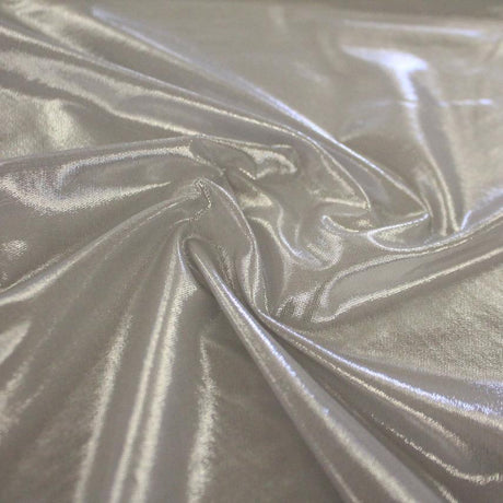 Ultrasheen Foiled Power Mesh Polyester Fabric - 4-Way Stretch Foil Finish, 56" Width (1 Yard)