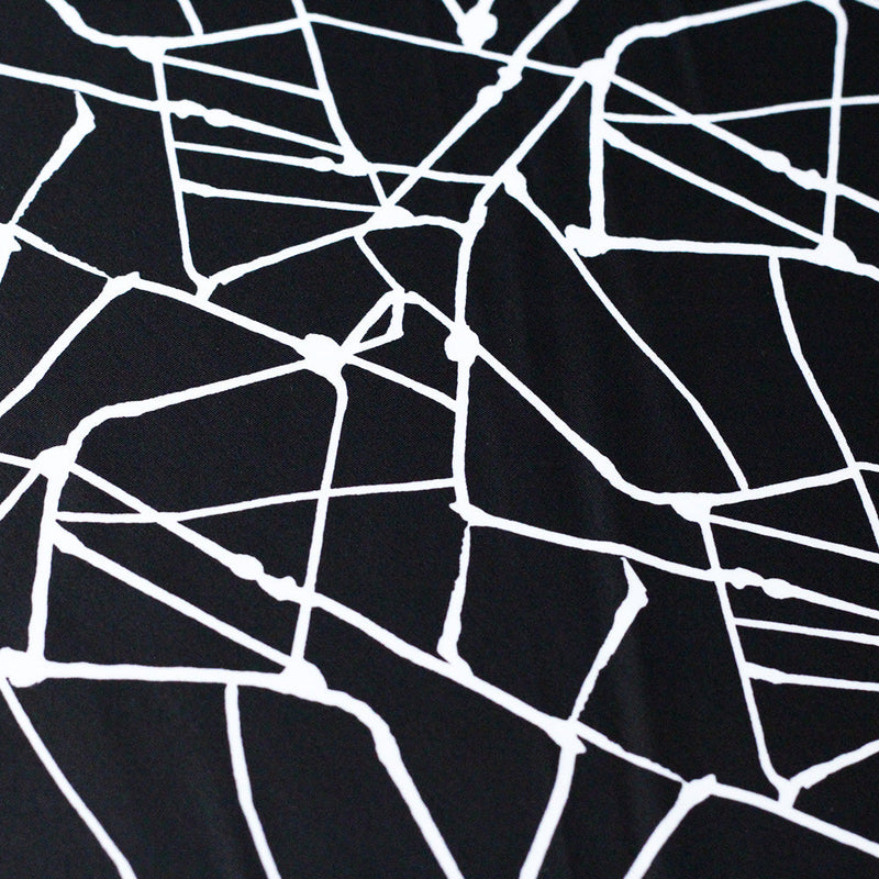 Unleaded Polyester Spandex Fabric - Black/White Geometric, 58/60" Width (1 Yard)