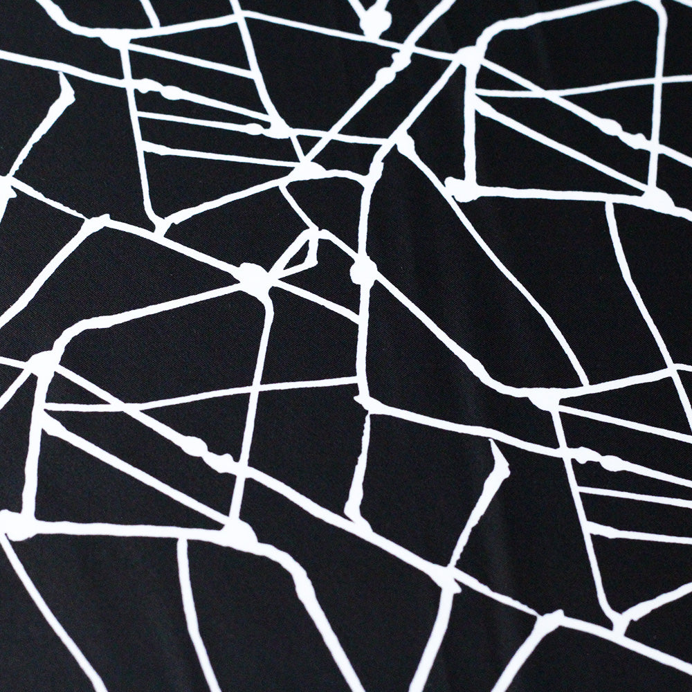 Unleaded Polyester Spandex Fabric - Black/White Geometric, 58/60" Width (1 Yard)