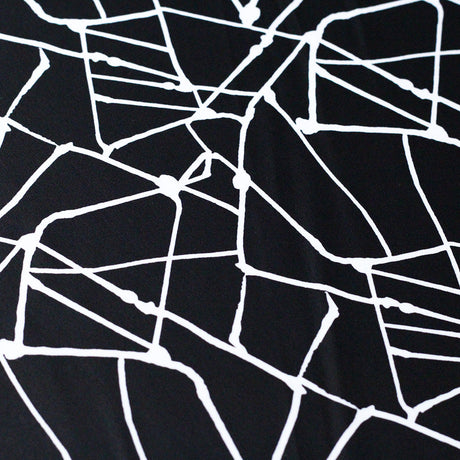 Unleaded Polyester Spandex Fabric - Black/White Geometric, 58/60" Width (1 Yard)