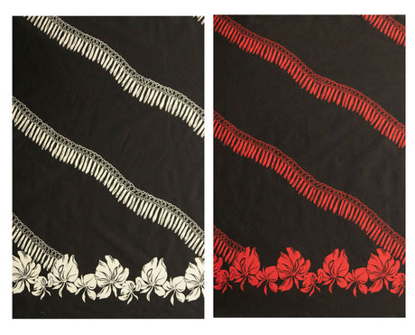 Poly Cotton Hibiscus Buds Border Fabric