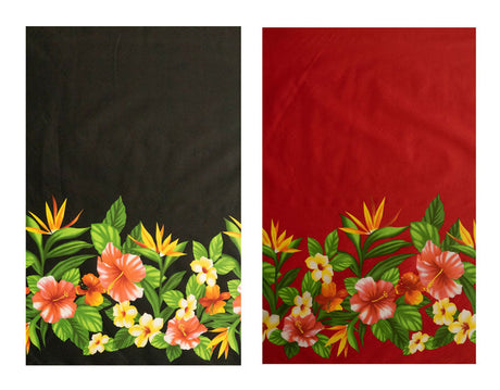 Poly-Cotton Hibiscus Birds of Paradise Plumeria Fabric