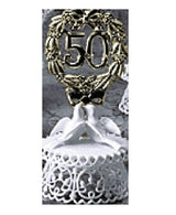 Anniversary Cake Topper - E50- Golden Anniversary with Doves