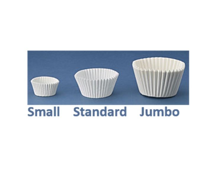 White Fluted Baking Cups - Jumbo Size, 2 1/4" x 1 7/8"