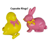 Bunny & Chick 3D Rings - Pink & Yellow Assortment -72 count, Size 1-1/4"