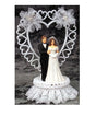 Wedding Cake Topper - E780 - Bride & Groom, Hearts & Flowers Topper, 9 1/2" high