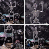 Hanging Silver Skeleton Halloween Decoration Encrusted with Multicolor Jewelry 35 1/2 Inch