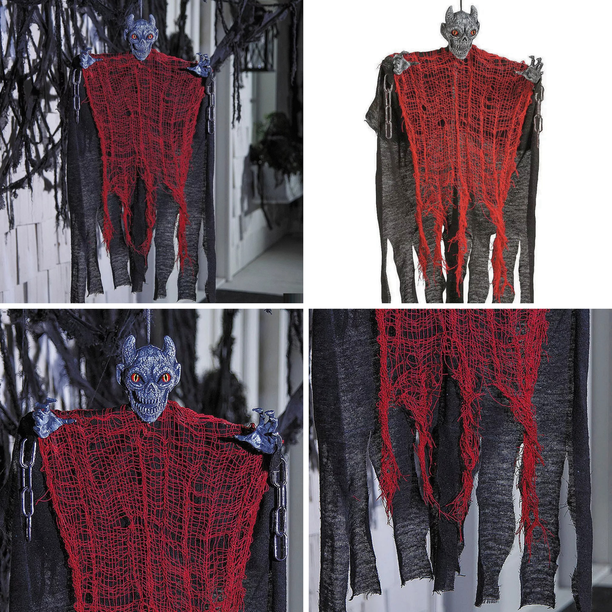 27 1/2" Hanging Red & Black Devil Halloween Decoration