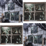 2 Ft. Zombies in the Window Door Curtain Halloween Decoration