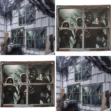 Cortina de puerta con zombis en la ventana de 2 pies para Halloween