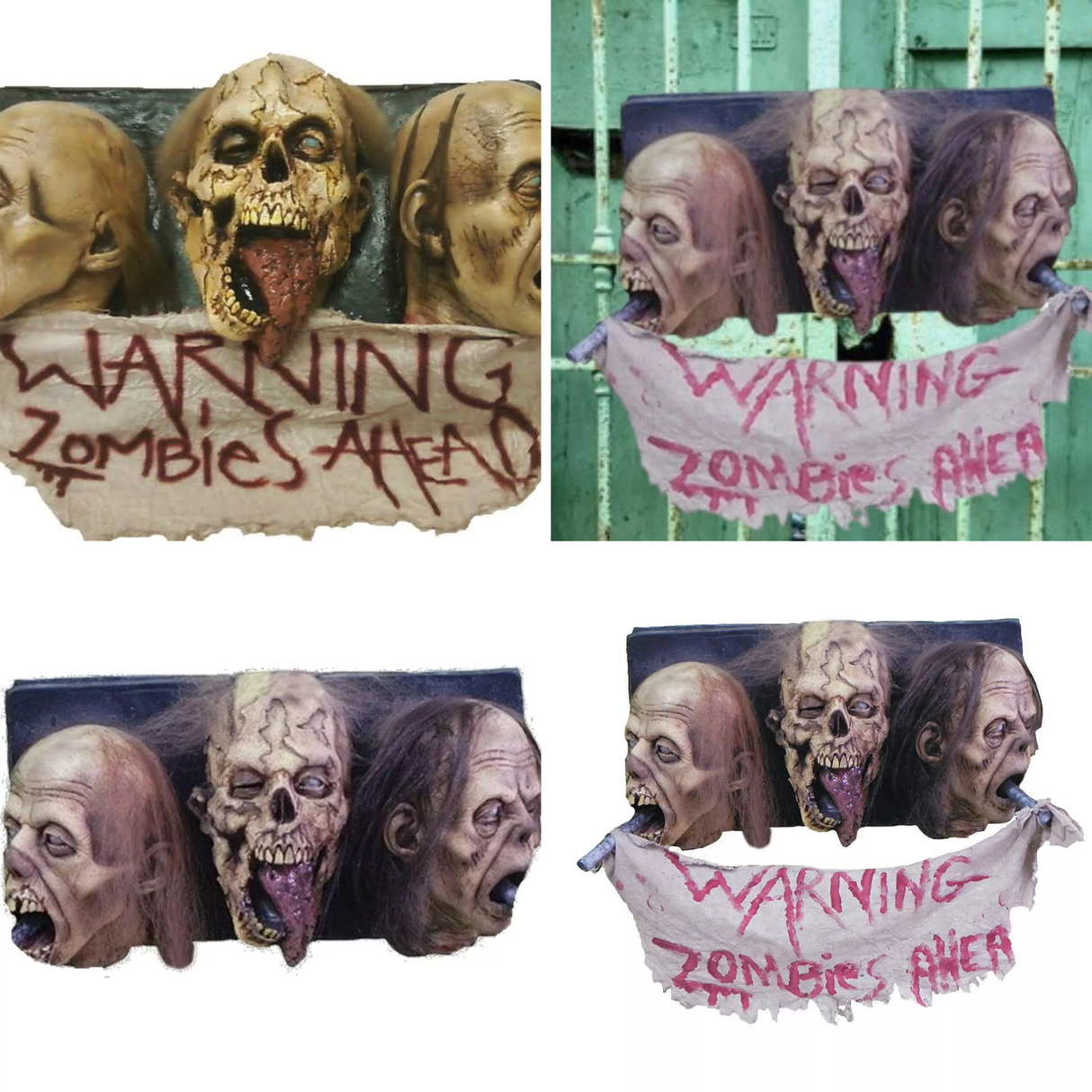 Zombie Wall Plaque 3 Faced Halloween Decoration