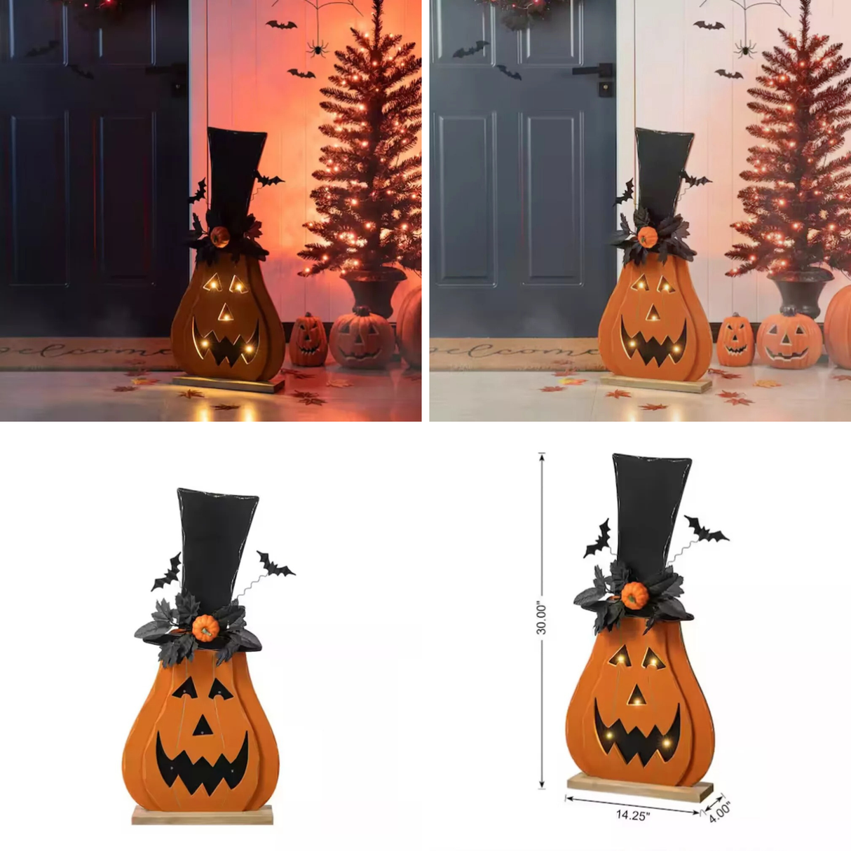 29.5 Inch Lighted Wooden Jack-O-Lantern Porch Decor
