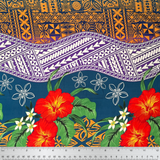 Peachskin Polyester Fabric Tapa Tribal Tattoo Hibiscus Plumeria