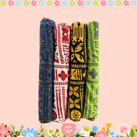 Cotton Barkcloth Fabric Tapa Light Print