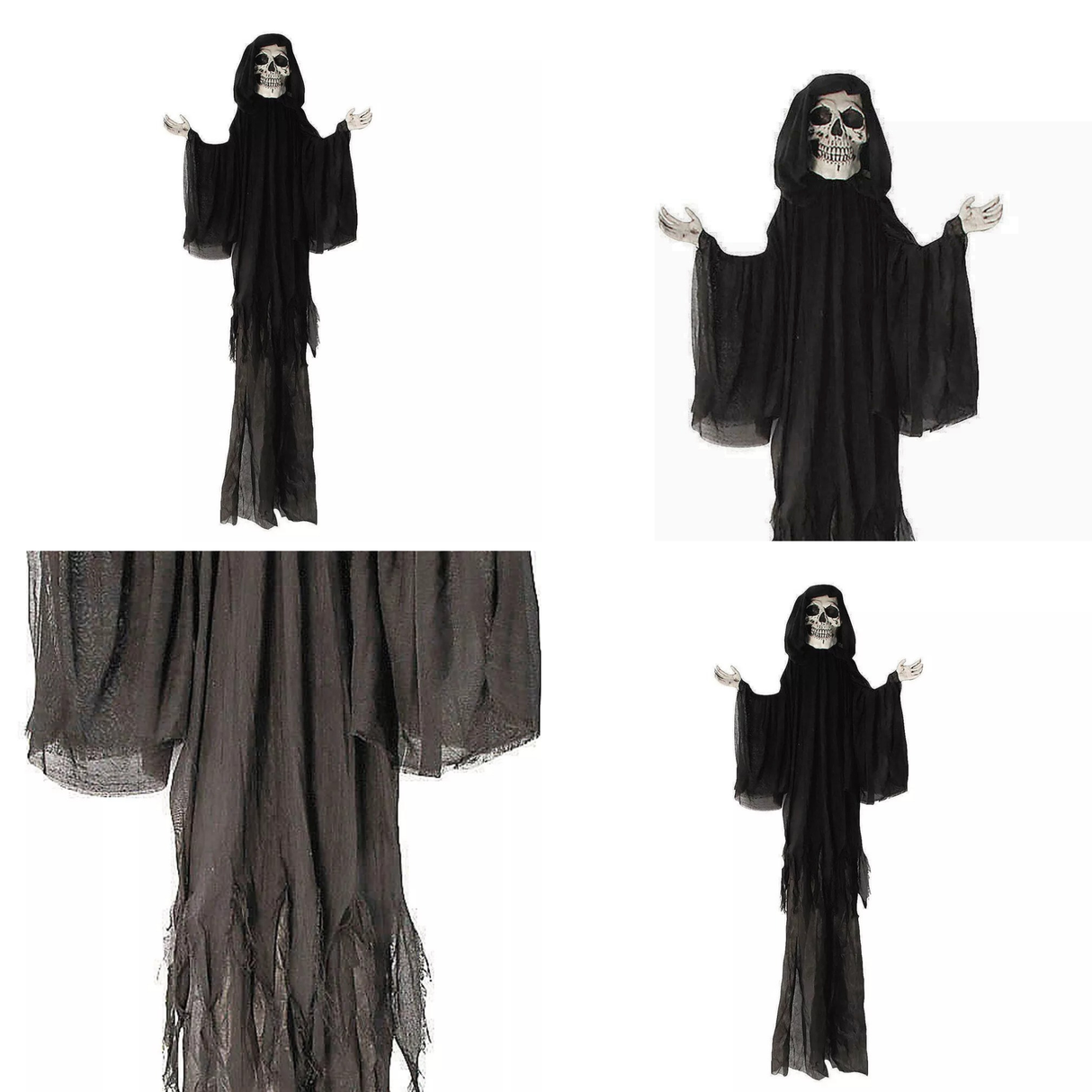 8 Ft 2 Inch Hanging Skeleton Reaper Black Cloak Halloween Decoration
