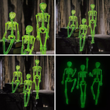 16" Hanging Posable Glow in the Dark Skeletons Halloween Decoration 3 Pc