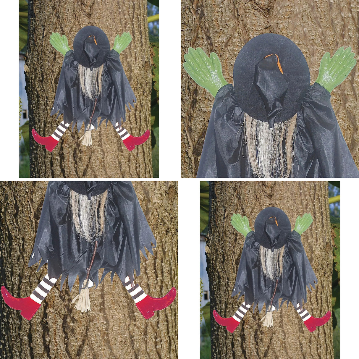 2 1/2" Tree Trunk Witch, Red Shoes, Funny Halloween Hanging Decoration Outdoor Prop