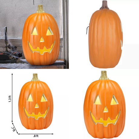 Haunted Living 1.5-ft Lighted Jack-O-Lantern Decoration – Indoor Halloween Pumpkin