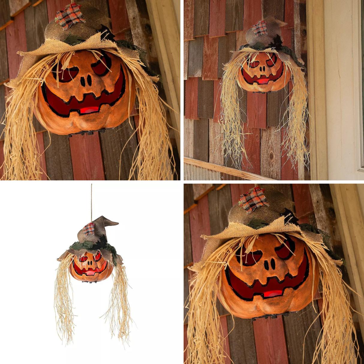 11.75 x 27.5 Inch Hanging Pumpkin Head Plastic Halloween Decoration