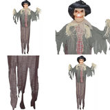 Hanging Scarecrow Light Up Head Halloween Decoration 72 x 55 x 8"