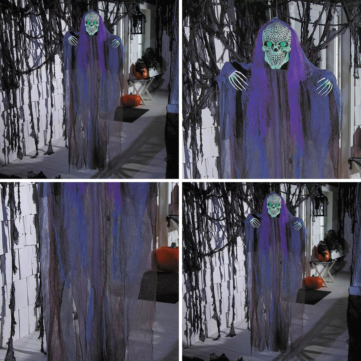 47 1/4 Inch Light Up Hanging Black Gray Reaper Halloween Decoration