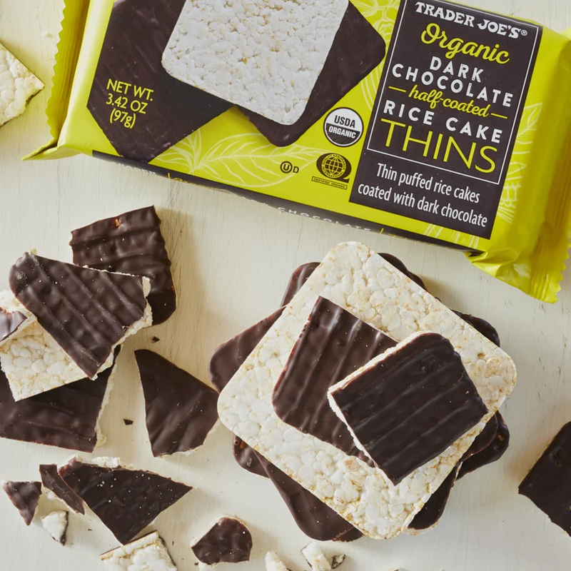 Traders Joe's  Organic Dark Chocolate Half-Coated Rice Cake Thins