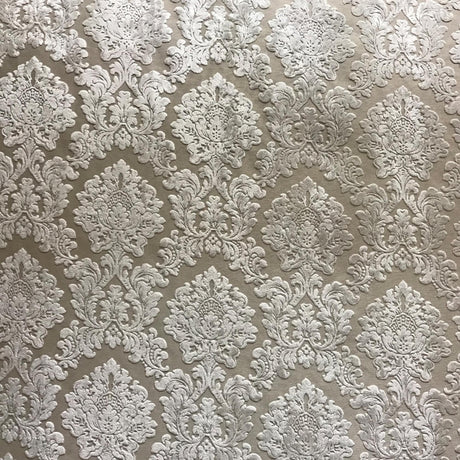 Valentino Traditional Damask Cut Velvet Fabric - Damask Pattern, 58" Width (1 Yard)