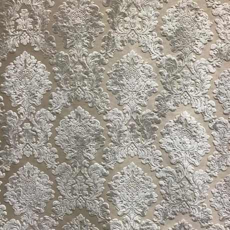 Valentino Traditional Damask Cut Velvet Fabric - Damask Pattern, 58" Width (1 Yard)