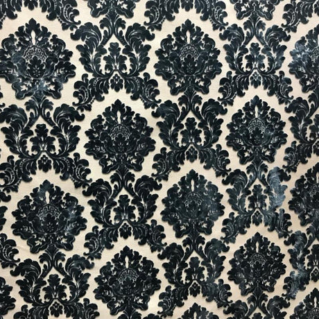 Valentino Traditional Damask Cut Velvet Fabric - Damask Pattern, 58" Width (1 Yard)