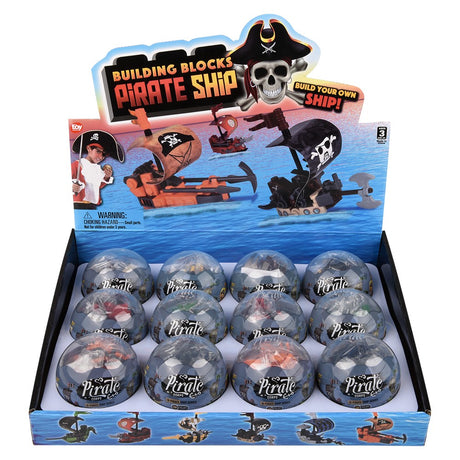 Building Block Pirate Ship (12 Pc Display)