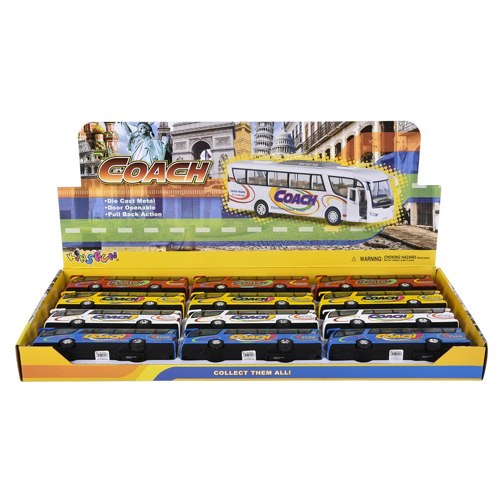Die-Cast Pull Back Coach Bus (12 Display)