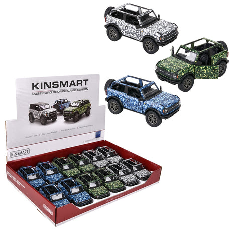 Die-Cast 2022 Ford Bronco Open Top Camo Print (12 PC Display)
