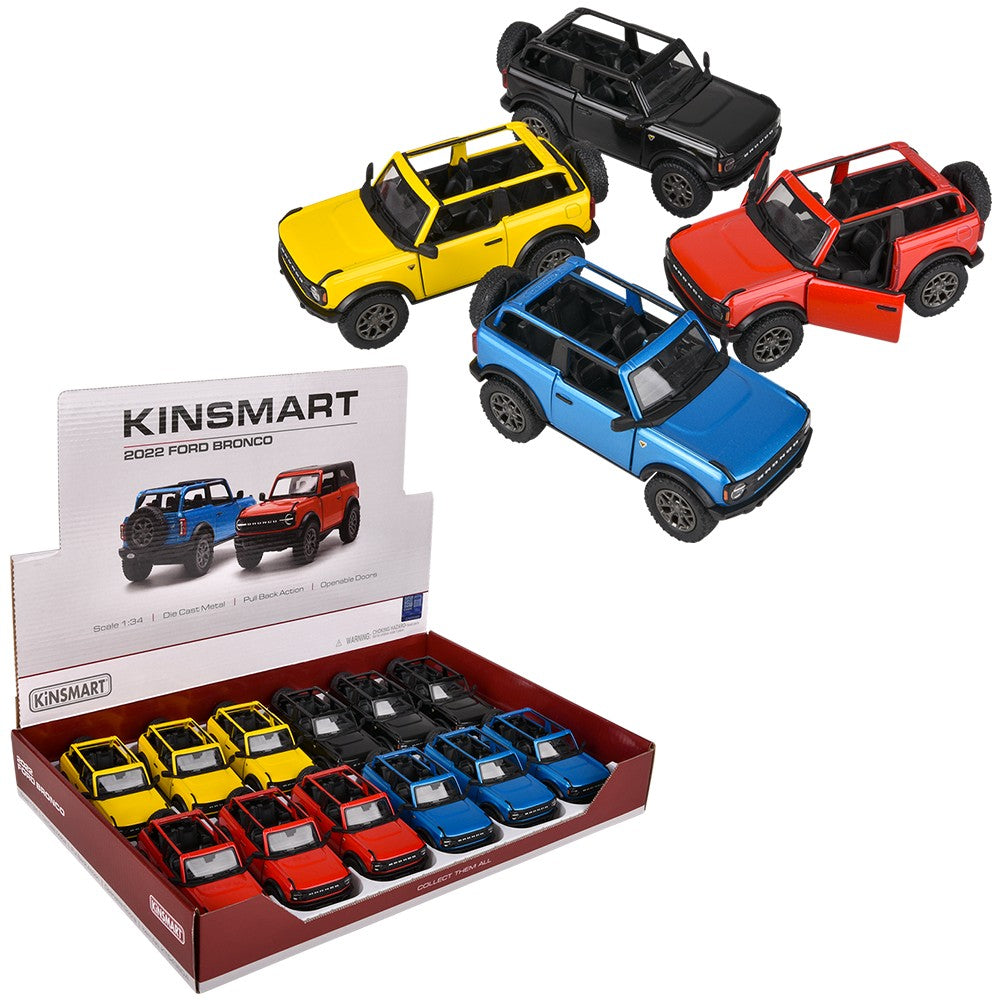 Die-Cast Pull Back 2022 Ford Bronco Open Top (12 Pc Display)