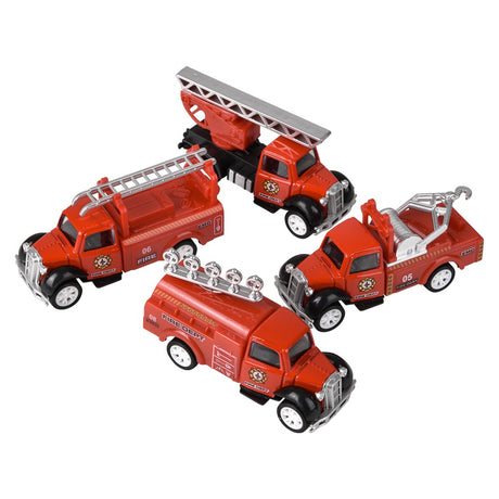 Pull Back Fire Engine 3" Die-Cast Classic (12 Pc Display)