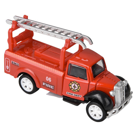 Pull Back Fire Engine 3" Die-Cast Classic (12 Pc Display)