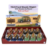 Die-Cast Pull Back 1949 Ford Woody Wagon With Surfboard (12 Pc Display)