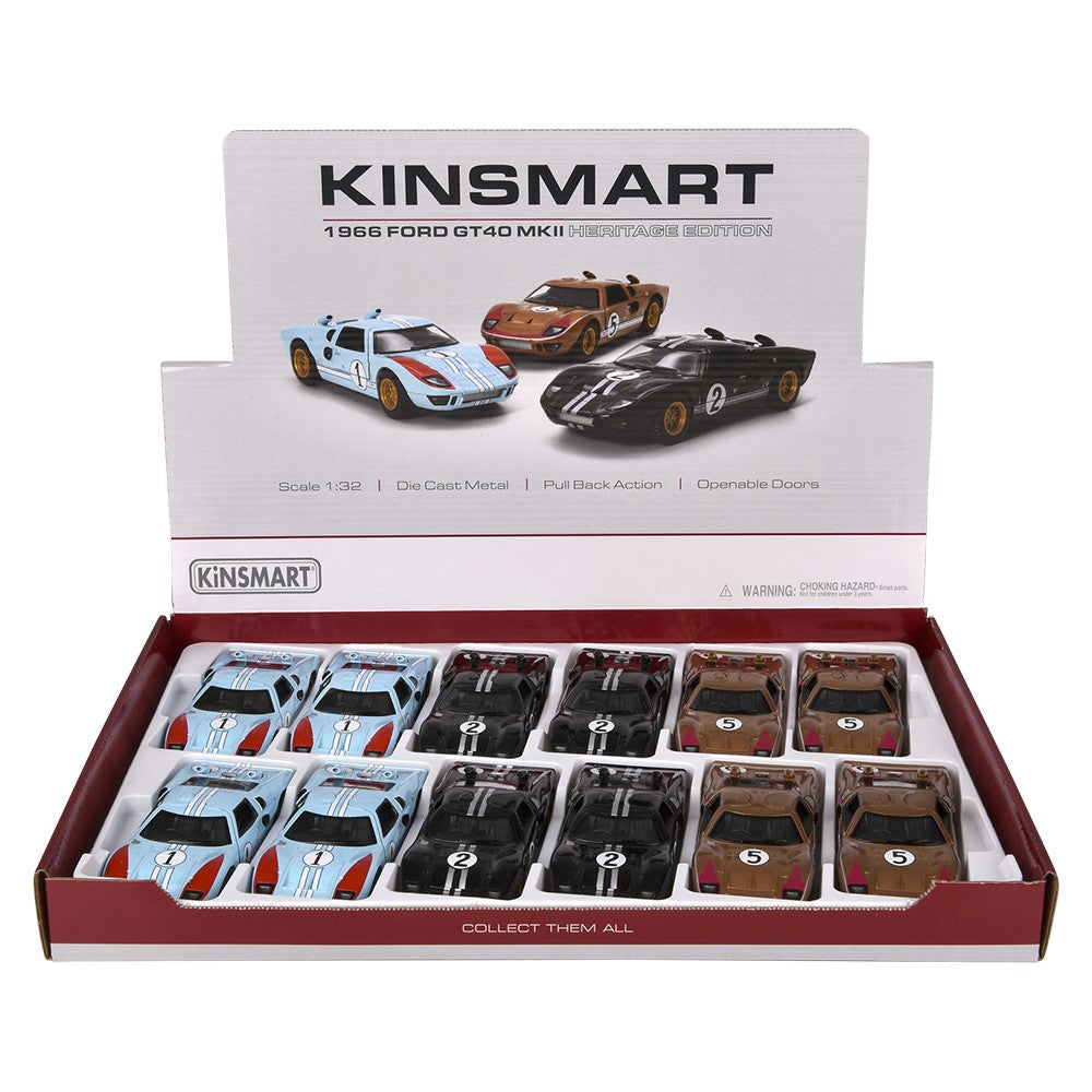 Die-Cast Pull Back 1966 Ford GT 40 MKII Heritage Edit (12 Pc Display)