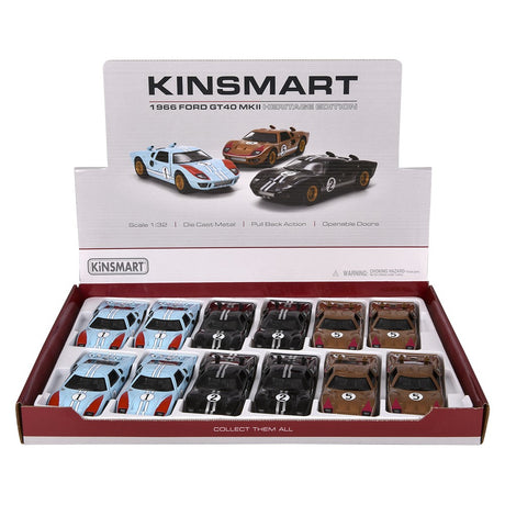Die-Cast Pull Back 1966 Ford GT 40 MKII Heritage Edit (12 Pc Display)