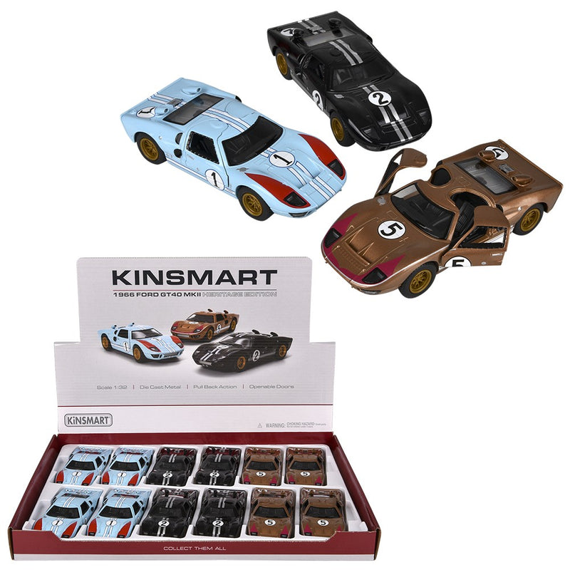 Die-Cast Pull Back 1966 Ford GT 40 MKII Heritage Edit (12 Pc Display)