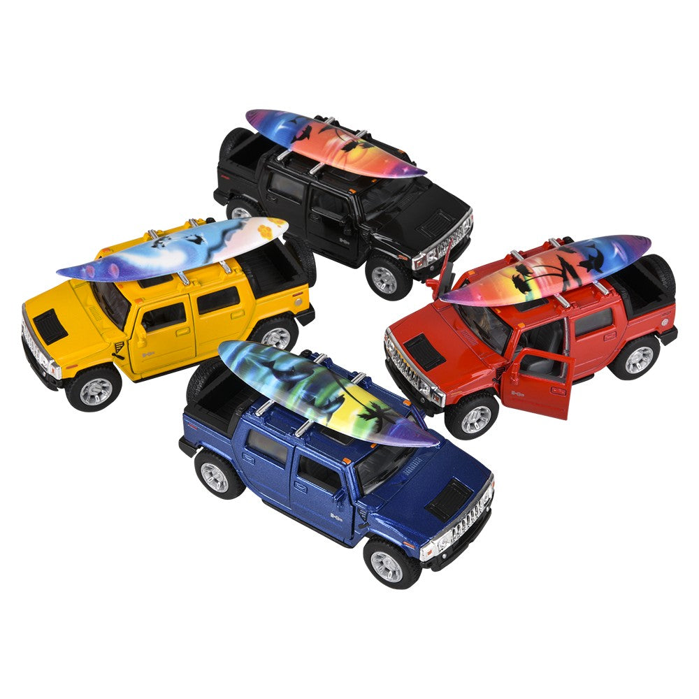 Die-Cast Pull Back Hummer H2 SUT With Surfboard (12 PC Display)